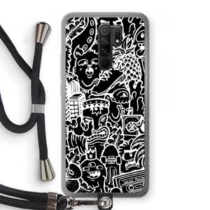 CaseCompany Vexx Black Mixtape: Xiaomi Redmi 9 Transparant Hoesje met koord