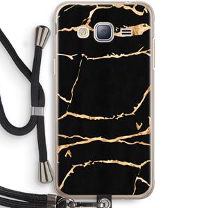CaseCompany Gouden marmer: Samsung Galaxy J3 (2016) Transparant Hoesje met koord