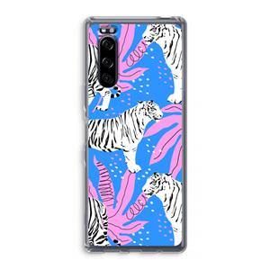 CaseCompany Tijger: Sony Xperia 5 Transparant Hoesje