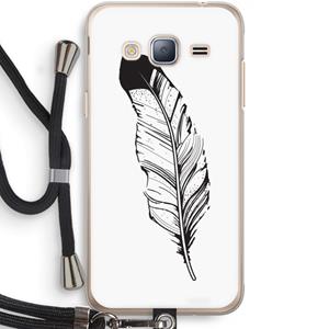 CaseCompany Pluim: Samsung Galaxy J3 (2016) Transparant Hoesje met koord