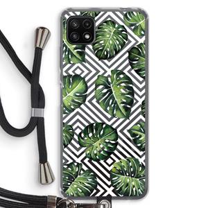 CaseCompany Geometrische jungle: Samsung Galaxy A22 5G Transparant Hoesje met koord