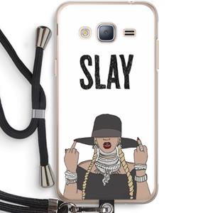 CaseCompany Slay All Day: Samsung Galaxy J3 (2016) Transparant Hoesje met koord