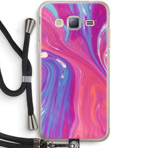 CaseCompany Paarse stroom: Samsung Galaxy J3 (2016) Transparant Hoesje met koord