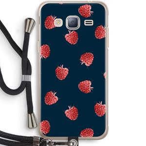 CaseCompany Framboosjes: Samsung Galaxy J3 (2016) Transparant Hoesje met koord