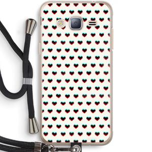 CaseCompany Hartjes: Samsung Galaxy J3 (2016) Transparant Hoesje met koord