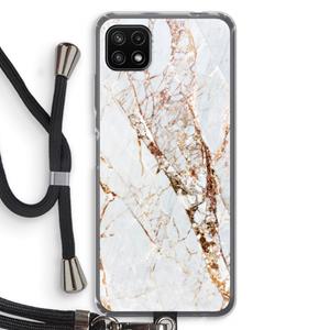 CaseCompany Goud marmer: Samsung Galaxy A22 5G Transparant Hoesje met koord