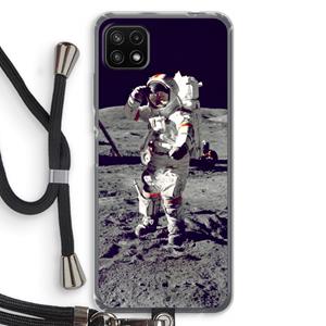 CaseCompany Spaceman: Samsung Galaxy A22 5G Transparant Hoesje met koord
