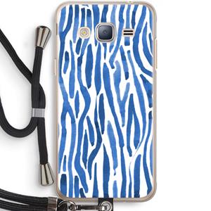 CaseCompany Blauwe nerven: Samsung Galaxy J3 (2016) Transparant Hoesje met koord