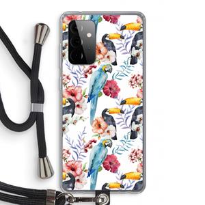 CaseCompany Bloemen tukan: Samsung Galaxy A72 5G Transparant Hoesje met koord