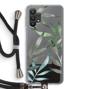 CaseCompany Tropical watercolor leaves: Samsung Galaxy A32 5G Transparant Hoesje met koord