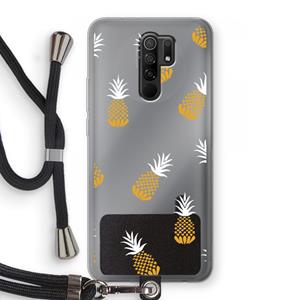 CaseCompany Ananasjes: Xiaomi Redmi 9 Transparant Hoesje met koord