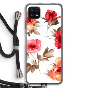 CaseCompany Roosjes: Samsung Galaxy A22 5G Transparant Hoesje met koord