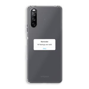 CaseCompany Reminder: Sony Xperia 10 III Transparant Hoesje