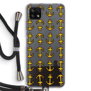 CaseCompany Musketon Anchor: Samsung Galaxy A22 5G Transparant Hoesje met koord