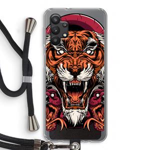 CaseCompany Tiger and Rattlesnakes: Samsung Galaxy A32 5G Transparant Hoesje met koord
