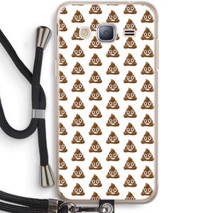 CaseCompany Poop emoji: Samsung Galaxy J3 (2016) Transparant Hoesje met koord