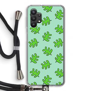 CaseCompany Groene blaadjes: Samsung Galaxy A32 5G Transparant Hoesje met koord