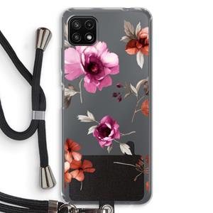 CaseCompany Geschilderde bloemen: Samsung Galaxy A22 5G Transparant Hoesje met koord