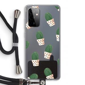 CaseCompany Cactusprint roze: Samsung Galaxy A72 5G Transparant Hoesje met koord