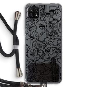 CaseCompany Vexx Black City : Samsung Galaxy A22 5G Transparant Hoesje met koord