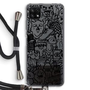 CaseCompany Vexx Black Mixtape: Samsung Galaxy A22 5G Transparant Hoesje met koord
