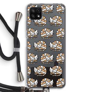 CaseCompany Slapende poes: Samsung Galaxy A22 5G Transparant Hoesje met koord