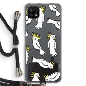 CaseCompany Papegaai: Samsung Galaxy A22 5G Transparant Hoesje met koord