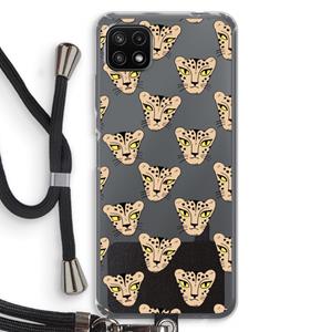 CaseCompany Tijger: Samsung Galaxy A22 5G Transparant Hoesje met koord