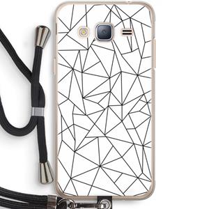 CaseCompany Geometrische lijnen zwart: Samsung Galaxy J3 (2016) Transparant Hoesje met koord