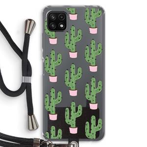 CaseCompany Cactus Lover: Samsung Galaxy A22 5G Transparant Hoesje met koord