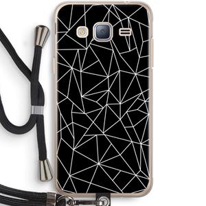 CaseCompany Geometrische lijnen wit: Samsung Galaxy J3 (2016) Transparant Hoesje met koord