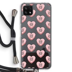 CaseCompany Chicks before dicks: Samsung Galaxy A22 5G Transparant Hoesje met koord
