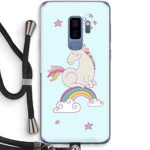CaseCompany Regenboog eenhoorn: Samsung Galaxy S9 Plus Transparant Hoesje met koord