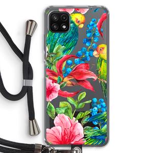 CaseCompany Papegaaien: Samsung Galaxy A22 5G Transparant Hoesje met koord