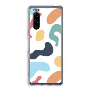 CaseCompany Memphis Shapes Blue: Sony Xperia 5 Transparant Hoesje