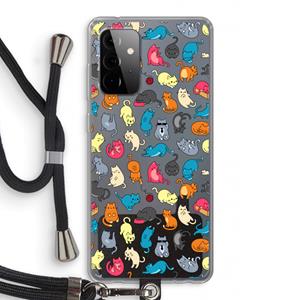 CaseCompany Kleurrijke katten: Samsung Galaxy A72 5G Transparant Hoesje met koord