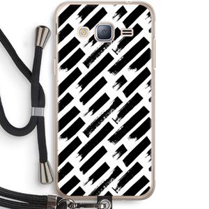 CaseCompany Zwarte vegen: Samsung Galaxy J3 (2016) Transparant Hoesje met koord