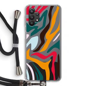 CaseCompany Colored Zebra: Samsung Galaxy A32 5G Transparant Hoesje met koord