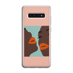 CaseCompany Orange lips: Samsung Galaxy S10 4G Transparant Hoesje