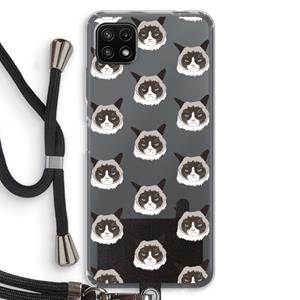 CaseCompany It's a Purrr Case: Samsung Galaxy A22 5G Transparant Hoesje met koord