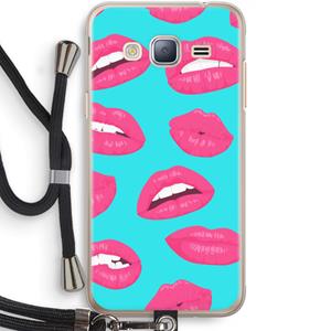 CaseCompany Bite my lip: Samsung Galaxy J3 (2016) Transparant Hoesje met koord