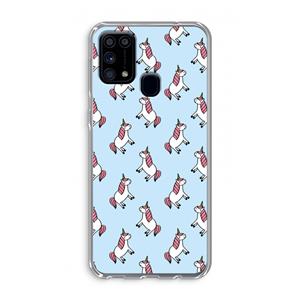 CaseCompany Eenhoorns overal: Samsung Galaxy M31 Transparant Hoesje