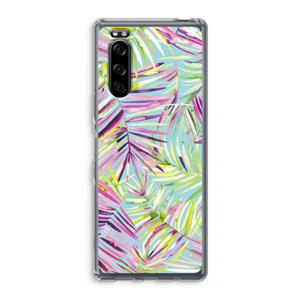 CaseCompany Tropical Palms Blue: Sony Xperia 5 Transparant Hoesje