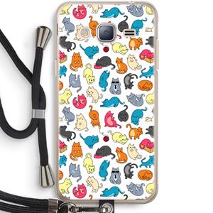 CaseCompany Kleurrijke katten: Samsung Galaxy J3 (2016) Transparant Hoesje met koord