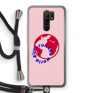 CaseCompany Run The World: Xiaomi Redmi 9 Transparant Hoesje met koord