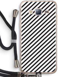 CaseCompany Strepen zwart-wit: Samsung Galaxy J3 (2016) Transparant Hoesje met koord