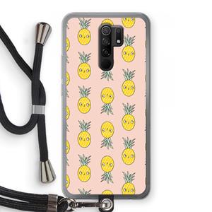 CaseCompany Ananas: Xiaomi Redmi 9 Transparant Hoesje met koord