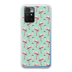 CaseCompany Flamingoprint groen: Xiaomi Redmi 10 Transparant Hoesje