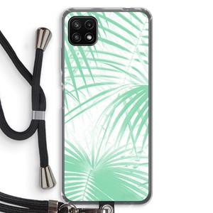 CaseCompany Palmbladeren: Samsung Galaxy A22 5G Transparant Hoesje met koord