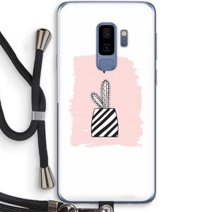 CaseCompany Zwart-wit cactus: Samsung Galaxy S9 Plus Transparant Hoesje met koord